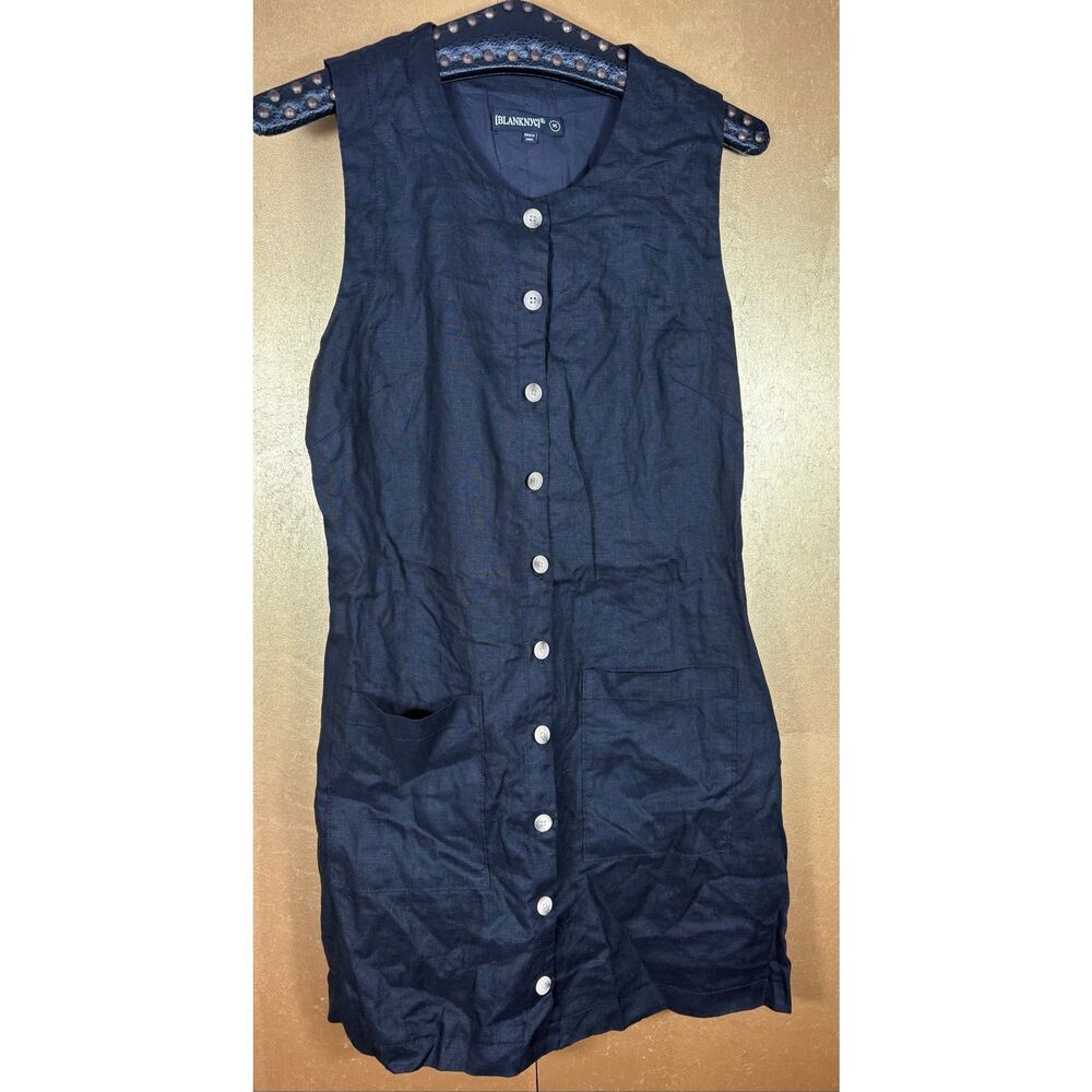 Blank NYC button front sleeveless linen dress size M